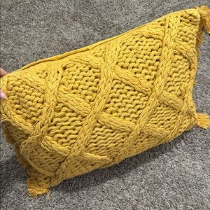 Chunky Knit Mustard Yellow Accent Pillow